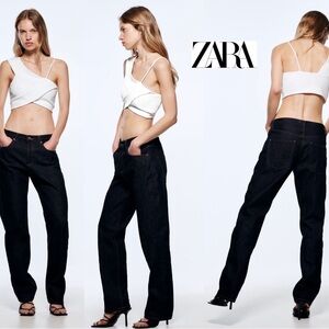 Zara white asymmetrical crisscross strappy crop top Sz S NWOT